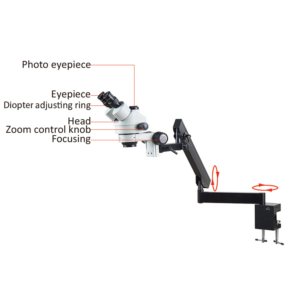 Adjustable Articulated Arm Fol - Trinocular Stereo Microscope 7X-45X review and price